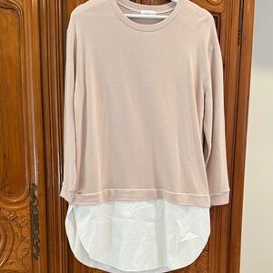 Women’s commune blush sweatshirt dress with poplin shirt hem, EUC, size M